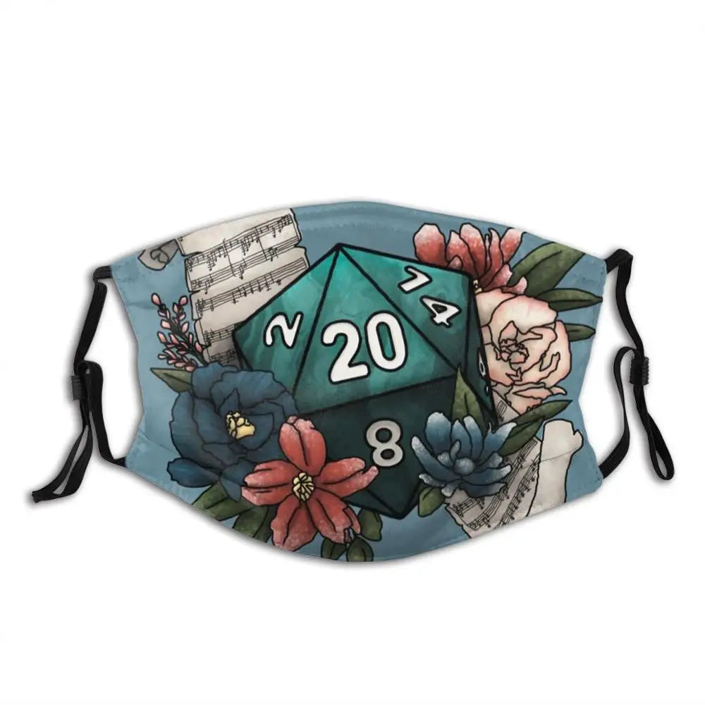 Bard Class D20 - Tabletop Gaming Dice Funny Print Reusable Pm2.5 Filter Face Mask D20 D D Dnd Tabletop Gaming Dice Feminine