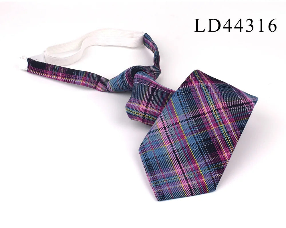 New Rubber Ties Casual Plaid Necktie For Boys Girls Neck Ties Simple Slim Necktie Gravatas Lazy Person Student Tie Neck Wear