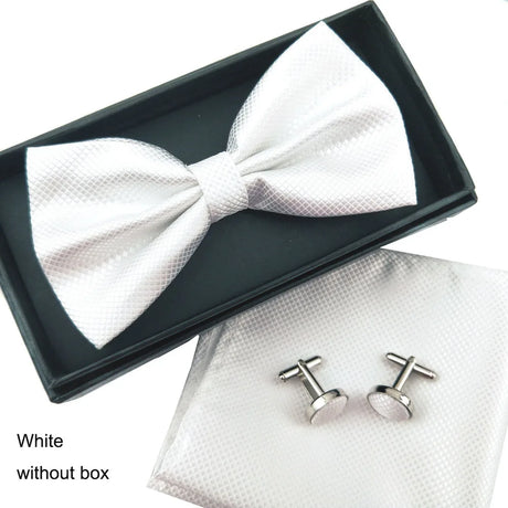 HUISHI Gold Bow Tie Set Butterfly Tie For Men Cufflinks Bowtie Set Green Pocket Square Cufflink Collars Shirt Man Brand Kerchief