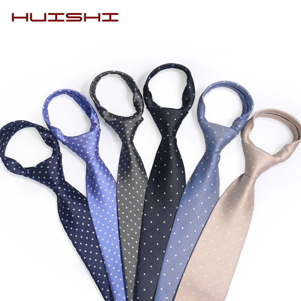 HUISHI 8cm Dot Neckties Skinny Fashion Business Men Polyester Microfiber Neck Tie Polka Check Men Neckie For Gentlemen Wedding