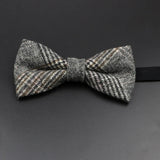 Brand New Wool Bowtie Woven Plaid Stripped Formal Bow Tie Brown Grey Butterfly Mens Wedding Party Dress Shirt Suit Accessories