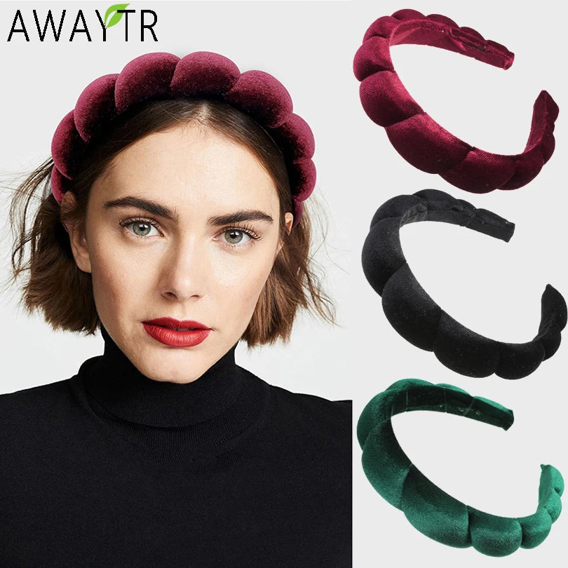 Retro Hair Hoops Wide Velvet Twist Sponge Headband Bezels Hairbands for Women Girl Wavy Braided Headbands Hair Accessories