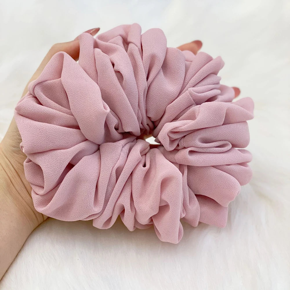 Elastics Chiffon Hair Band Solid Color Big Circle Scrunchies for Women Girl Ponytail Holder Hair Rope Hairband Hair Accessoires