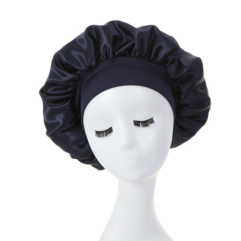 Women Satin Bonnet Spandex Wide Stretchy Band Bonnet Satin Cheveux Nuit Silk Sleeping Night Cap Bonnets for Women