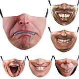 Halloween Adults Mouth Masks Funny Printed Cotton Blend Facial Expressions Washable Mascaras Face Shield Masque Facial Masks New