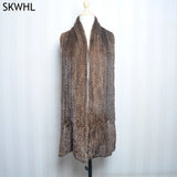 2024 Lady Luxury Authentic Mink Fur Shawl Scarf Winter 100%Natural Mink Fur Real Scarf Shawl Fashion Genuine Mink Fur Ponchos