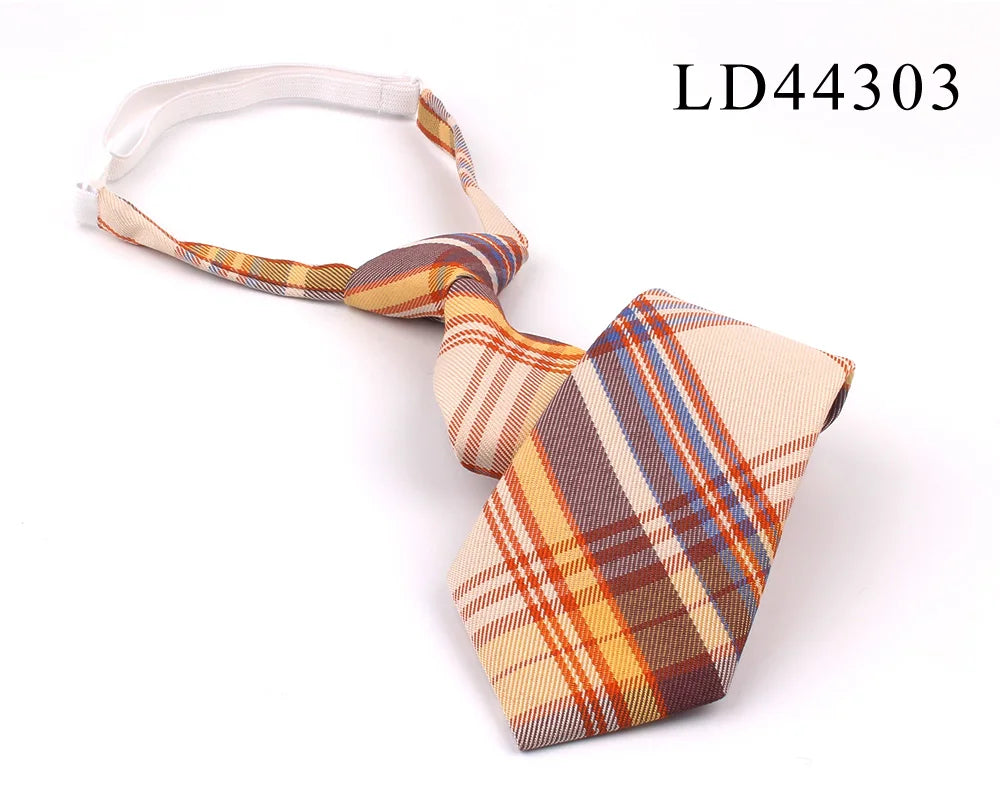 New Rubber Ties Casual Plaid Necktie For Boys Girls Neck Ties Simple Slim Necktie Gravatas Lazy Person Student Tie Neck Wear