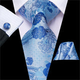 Hi-Tie Luxury Floral Paisley Ties for Men Male Desigenr Red Green Snow Ties for Christmas Adult Silk Tie Hanky Cufflinks Tie Set