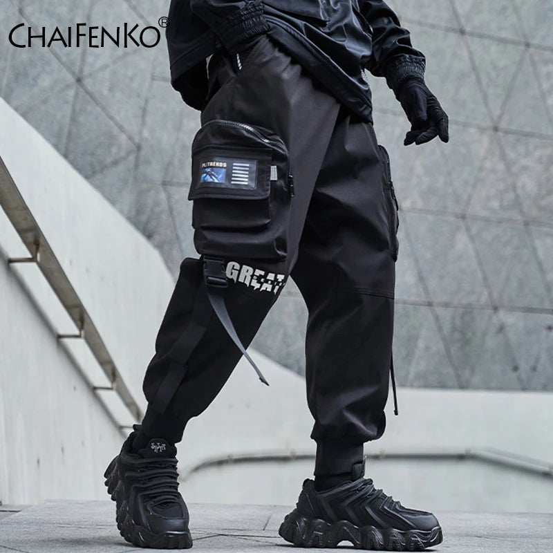 2021 New Joggers Cargo Pants Men Fashion Ribbons Pocket Harem Trousers Sweatpants Men Hip Hop Harajuku Streetwear Casual Pants