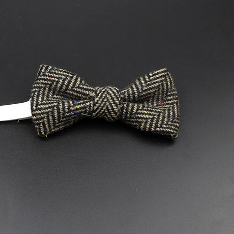 Brand New Wool Bowtie Woven Plaid Stripped Formal Bow Tie Brown Grey Butterfly Mens Wedding Party Dress Shirt Suit Accessories