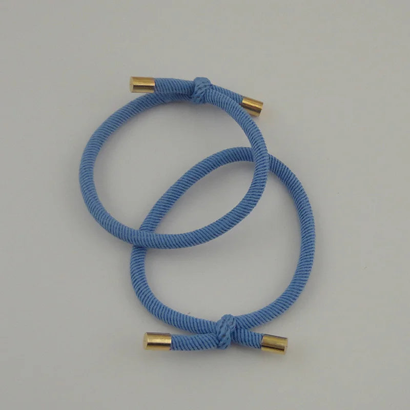 10PCS 5mm Knotted Twilled Elastic Hair Bands Golden Ends Hair Ties for fashion girls elasticity ponytail holders hair scrunches