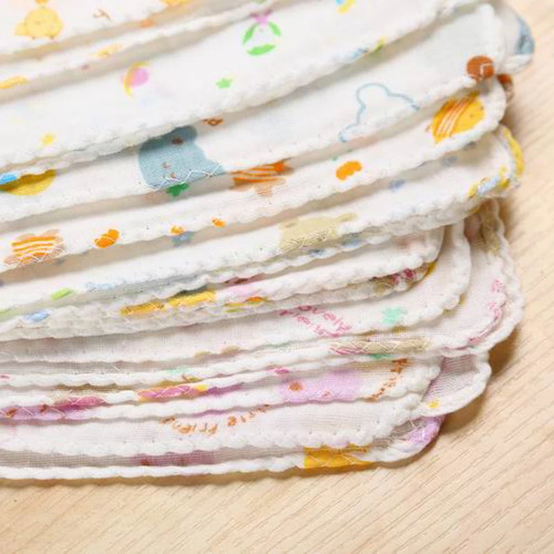 HAPPY MONKEY 5PCS Baby Feeding Towel Teddy Bear Bunny Dot Chart Printed Children Small Handkerchief Gauze Nursing 20CM*20CM