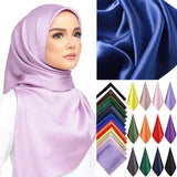 High Quality 90*90cm Square Silk Scarf  Female Plain Shawls and Wrap Office Lady Hair Neck Foulard India Muslim Headscarf Pareo