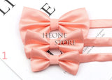 3 Sizes Parent-Child Bowtie Set Solid Color Lovely Kids Pet Family Butterfly Pink Champagne Blue Wine Red Cute bow tie Accessory