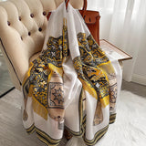 180X90CM Satin Shawls Autumn Colour Print Bandanna Korean Style Dustproof Silk Scarves Popular Sunscreen Beach Towel foulard