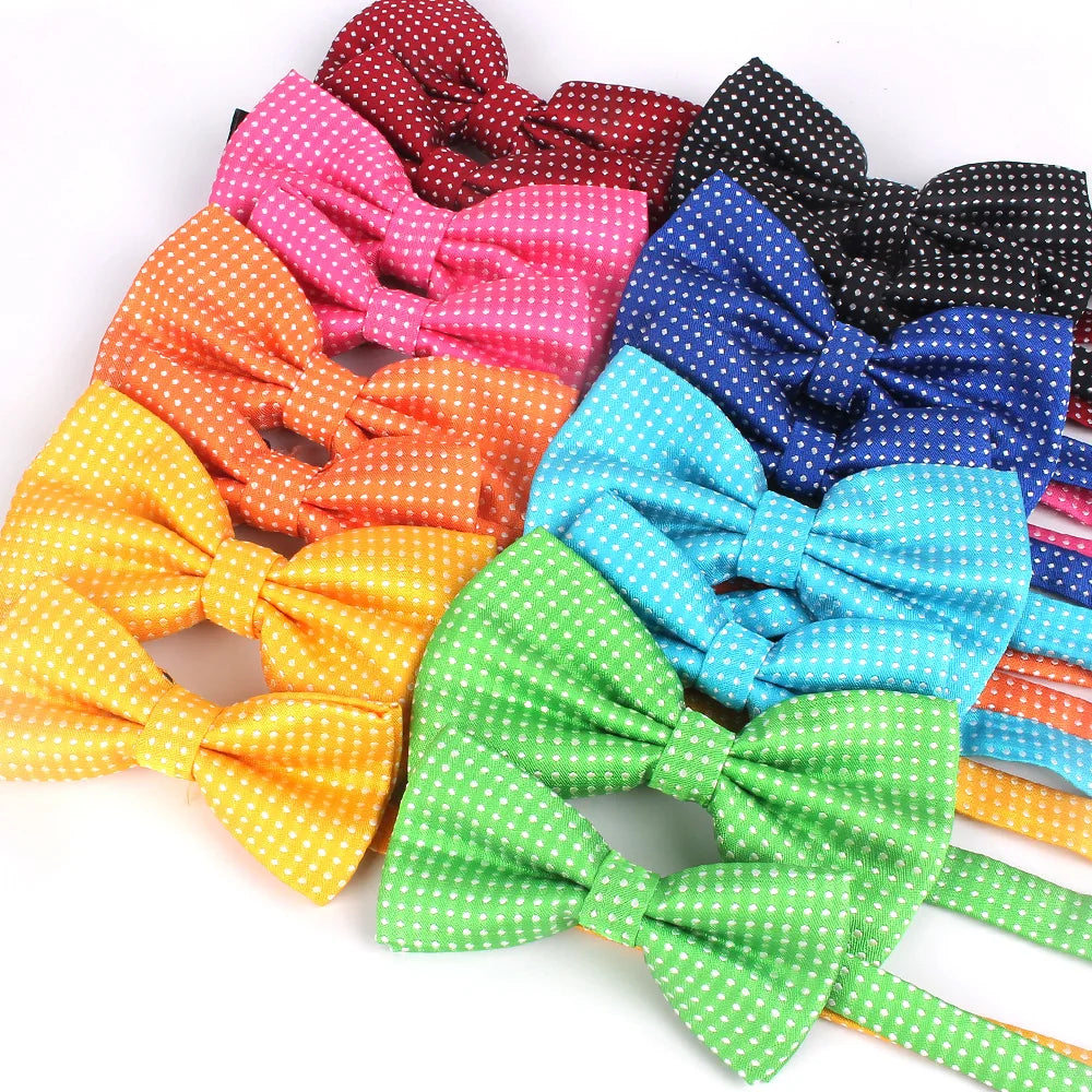 NEW Dots Children Bowtie Fashion Neckwear Adjustable Unisex Bow Tie for Boy and Girl Polyester Pre-Tied