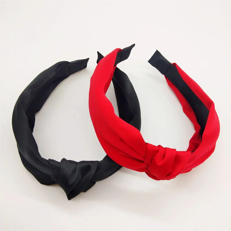 Fashion Top Knot Satin Headbands Wide Fabric Makeup Hairbands for Women Girls Ladies Washing Hair Hoops Bezel Hair Accessories