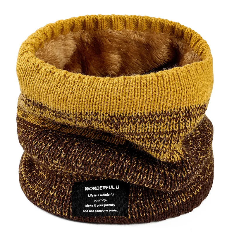 Winter Scarf for Men Fleece Ring Bandana Knitted Warm Solid Scarf Women Neck Warmer Thick Cashmere Hot Handkerchief Ski Mask