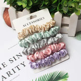 6Pack Women Elastic Hair Bands Cute Hair Ties Gum Print Girls Scrunchies Set Ponytail Holder Small Scrunchy Hair Accessories