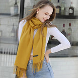 Winter Cashmere Women Scarf Female Luxury Brand Scarves Lady Tassel Bandana Women Solid Shawl Wraps Foulard Tippet Pashmina