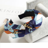 Women Elegant Top Knot Headband Print Dot Hairbands Girls Striped Plaid Flower Hair Hoop Fashion Hair Accessories FG0320
