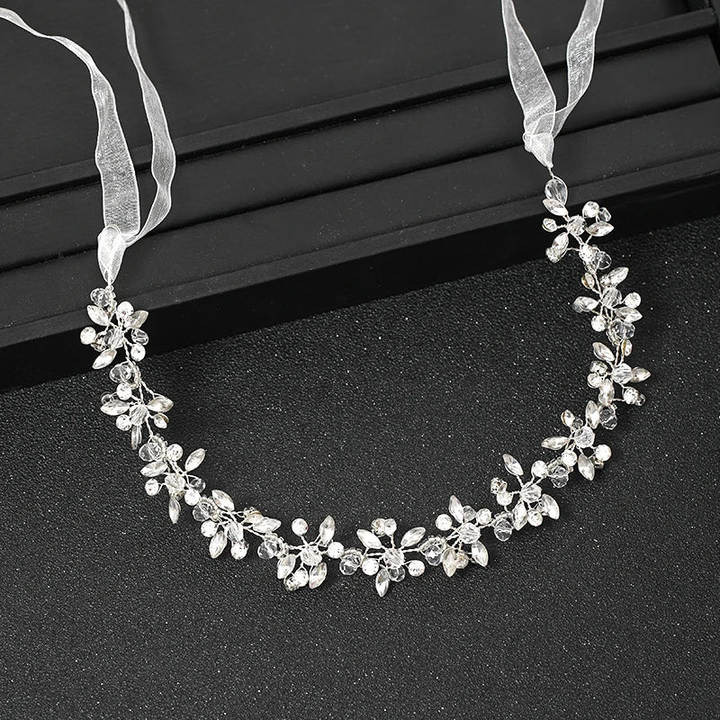 Wedding Headbands For Women Bride Handmade Crystal Rhinestone Tiaras Silver Color Hairbands Hair Accessories Queen Headband Gift