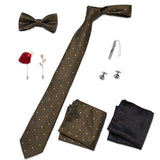 Holiday Gift Box Tie For Men Tie Handkerchief Pocket Squares Cufflink Set Necktie Box Man Dark Grey April Fool's Day