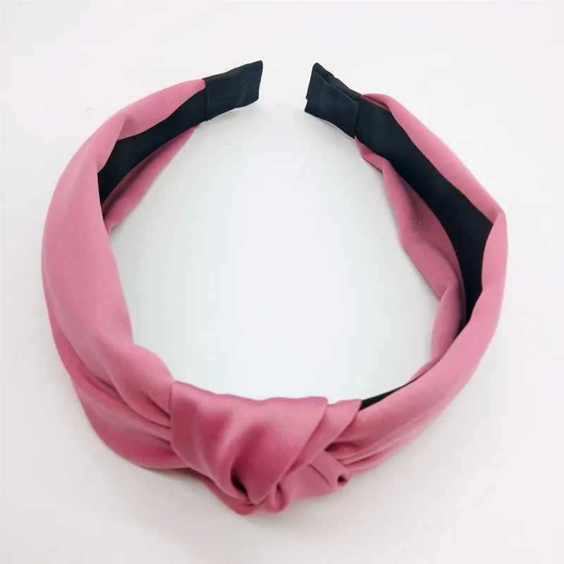 Fashion Top Knot Satin Headbands Wide Fabric Makeup Hairbands for Women Girls Ladies Washing Hair Hoops Bezel Hair Accessories