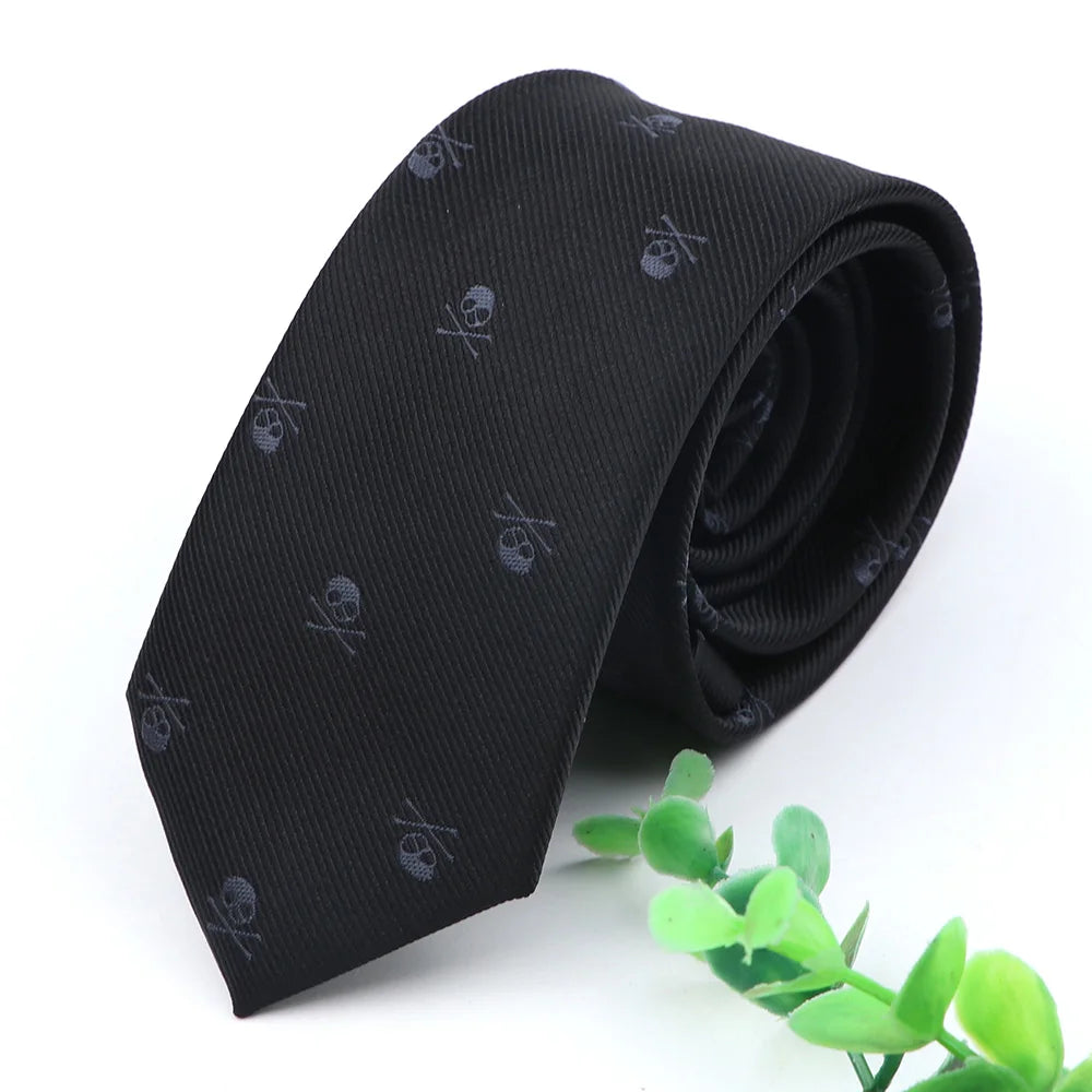 Skull Ties For Men New Casual Slim Classic Polyester Neckties Fashion Man Tie for Wedding Halloween Party Male tie Neckwear