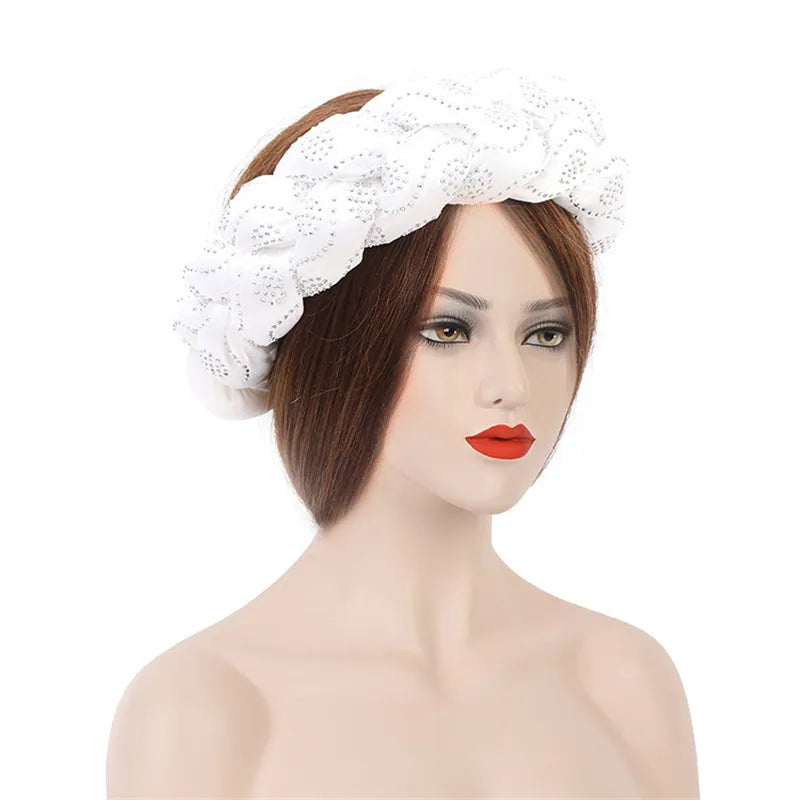 Latest Exaggerated Satin Twist Braids Headband Handmade African Headtie Nigerian Wedding Gele Women Turbans Ladies Head Wraps