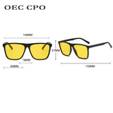 OEC CPO Square Men Sunglasses Big Frame Sunglasses Women Fashion Yellow Lens Sun Glasses Female Drive Beach Eyewear uv400 Glass