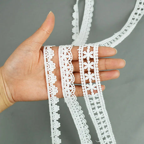 5Yards White Lace Trim Ribbon DIY Embroidered for Sewing Decoration Fabric Lace Ribbon Tape Handmade Craft Materials Net Ribbons