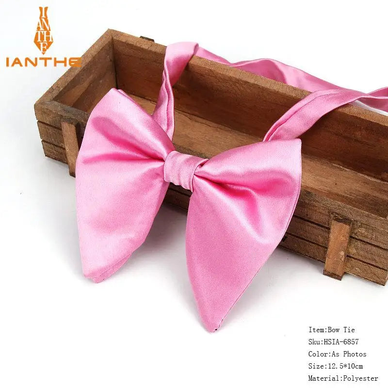 Men's Fashion Suits Bow Tie Women Classic Big Bowtie For Man Wedding Bowknot Adult Mens Bowties Cravats Uniform Solid Black Tie