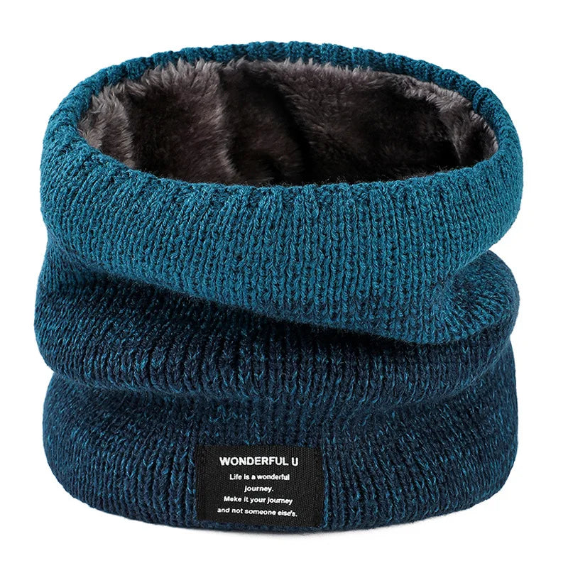 Winter Scarf for Men Fleece Ring Bandana Knitted Warm Solid Scarf Women Neck Warmer Thick Cashmere Hot Handkerchief Ski Mask