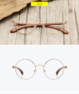 Japan Real Wood Temple Titanium Vintage Round Glasses Frame Men Women Myopia Optical Frames Prescription Frame Oculos De Gafas