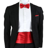 New Fashion Mens Cummerbund Bow Tie Brooch Set Black Red Blue   Waist Seal For Formal Tuxedo Business Suit Dinner Accessories