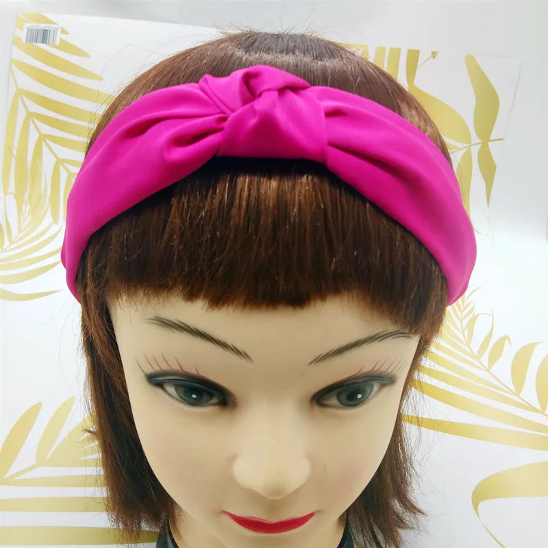 Fashion Top Knot Satin Headbands Wide Fabric Makeup Hairbands for Women Girls Ladies Washing Hair Hoops Bezel Hair Accessories