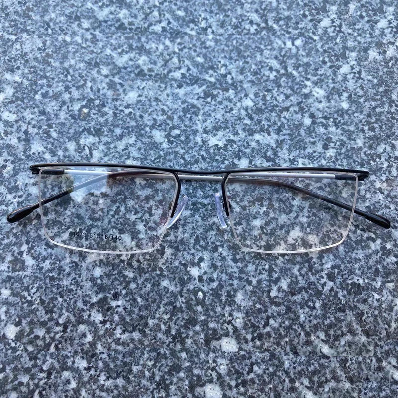 Men's business glasses frame half frame Square frame ultra light comfortable titanium alloy optical prescription Eyeglasses