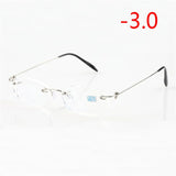 Frameless Nearsighted Glasses Finished Women Men Metal Leg Rimless Square Diopter Eyeglasses  -1.0 -1.5 -2.0 -2.5 -3.0 -3.5 -4.0