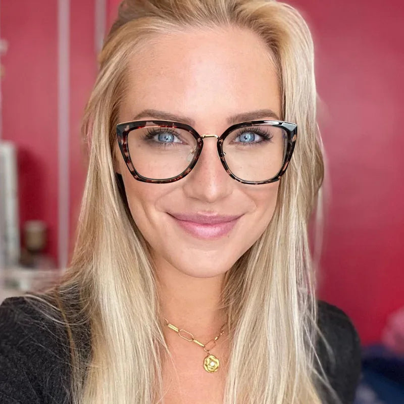 Blue Light Blocking Glasses Frame Women Fashion Eyewear Prescription UV400 Stylish Female Optical Spectacles Anti-Reflective