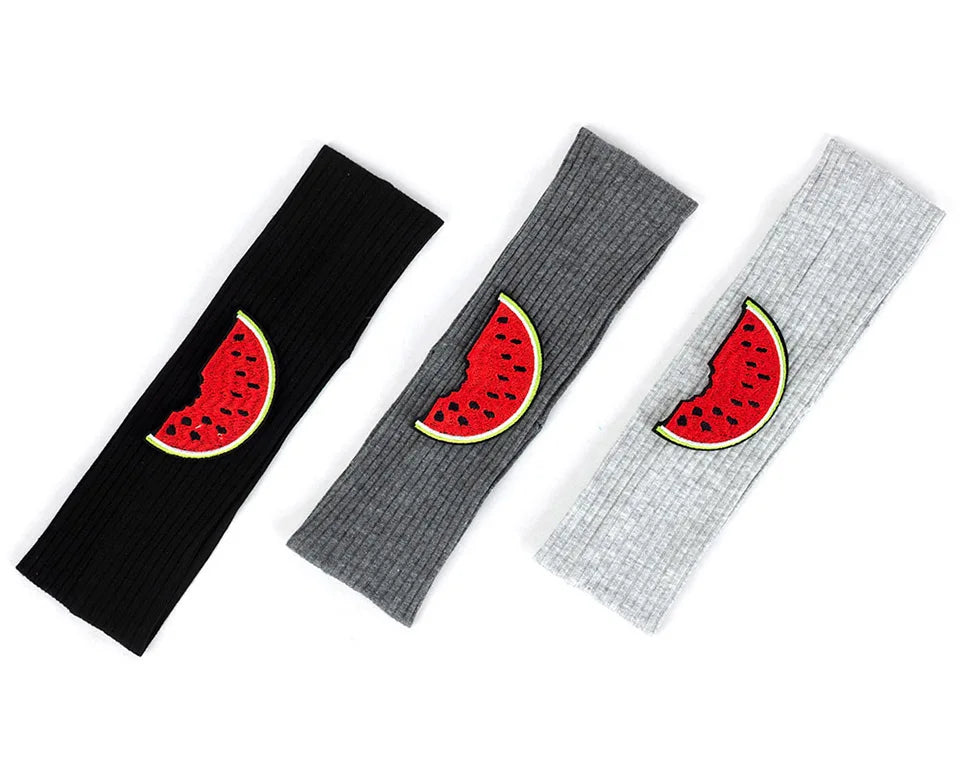 6 Months-3 Years Old Kids Headband Pure Color Cute Watermelon Pattern Soft Elastic Headwear Loose HeadWrap for Boys and Girls
