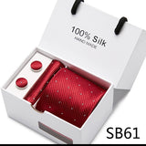 Brand 100% Silk Ties Gift box Office  Men Classic Party Wedding striped 7.5cm Silk Wedding  Floral Tie Necktie Handkerchief Set