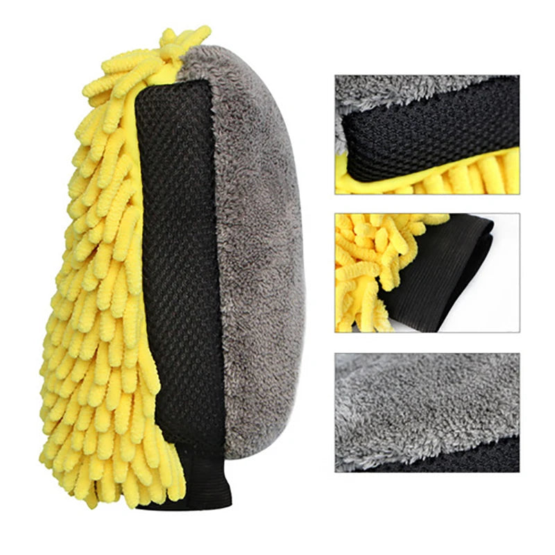 Car Wash Gloves Microfiber Coral fleece  Cleaning Wash Tools Thick Wipe Cloth Auto Care Double-faced Glove Cleaning Mitt