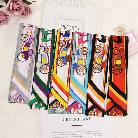 Luxury Brand Horse Bag Scarf 2023 New Design Womens Silk Scarf Fashion Head Scarf Headwear Long Skinny Scarves Bag Accessories