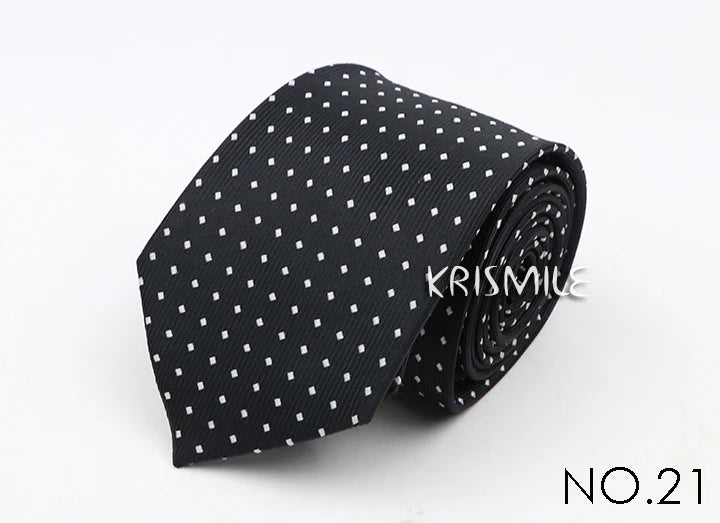 New Classic Strieped Dot Ties For Men Jacquard 7cm Polyester Narrow Tie Skinny Wedding Groom Business Necktie Suit Shirt Gift