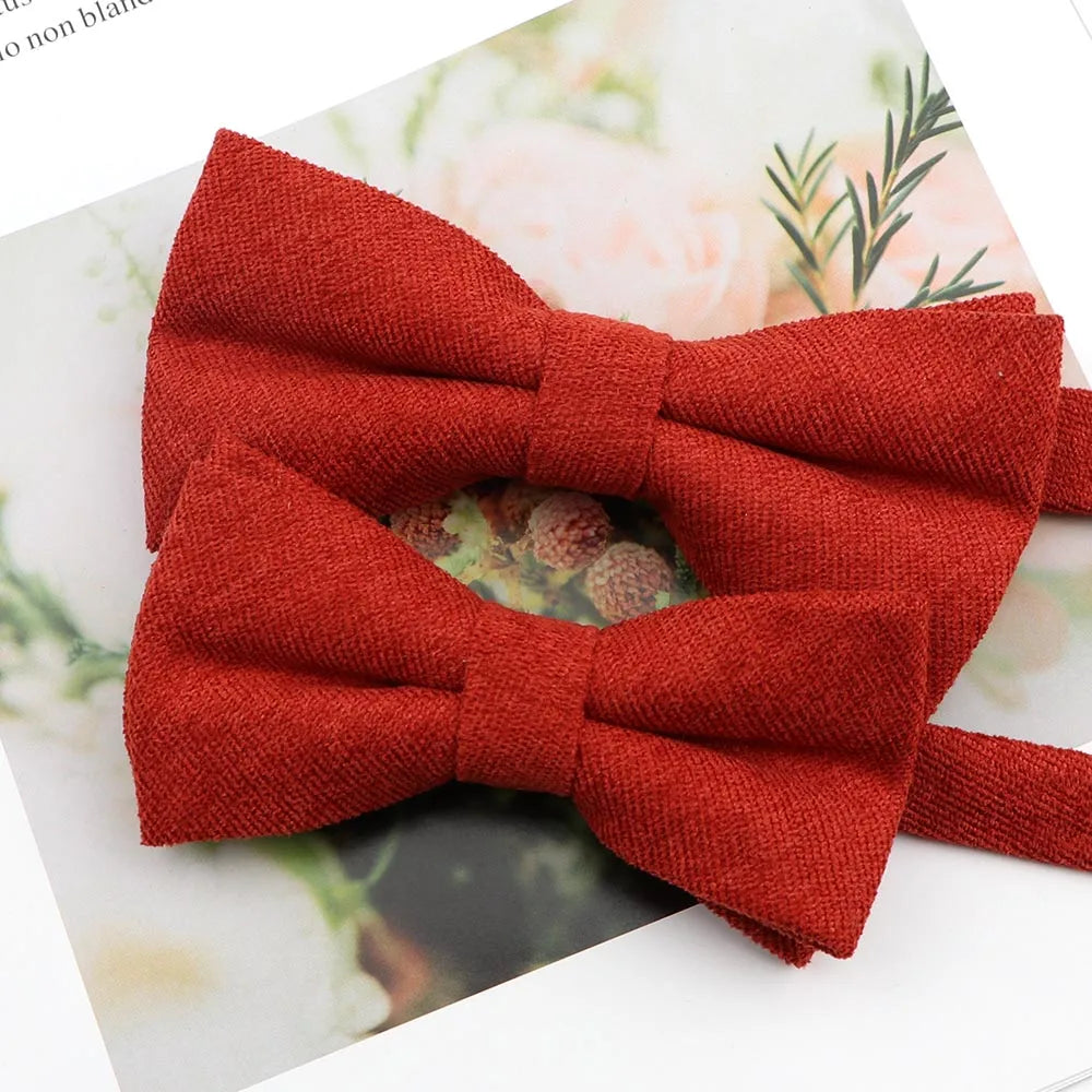 Mens Super Soft Downy Suede Parent-Child Bowtie Set Macarons Solid Color Classic Design Cute Butterfly Red Green Blue Pink Tie