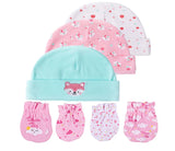 Newborn Baby Hat and Mittens Girl Boy Cap Comfy Infant Hat & Gloves Cotton Toddler Baby Accessorise For 0-6M