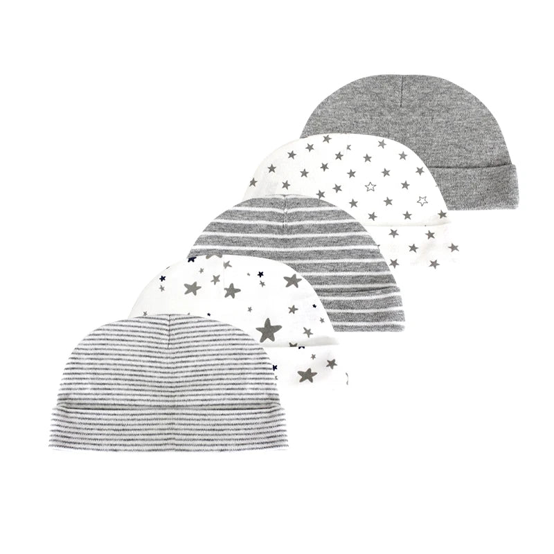New Born Baby Boy Hats 3/5Pieces Cotton Baby Girls Hats Cartoon 0-6Months Unisex Soft Solid Color Infant Accessories
