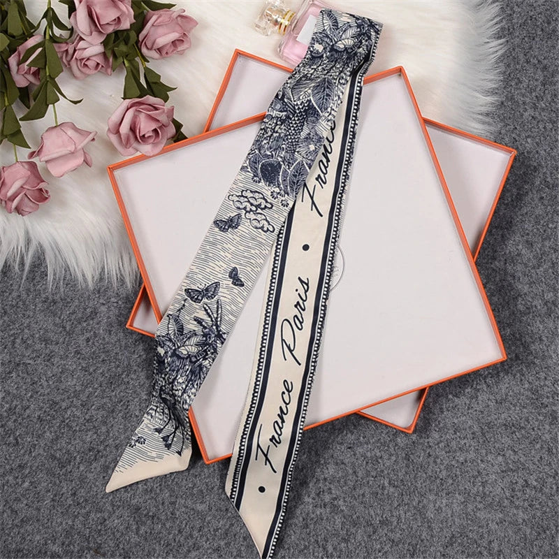 Tropic Affair Luxury Brand Scarf Tarot Women Scarf Bag Hair Skinny Silk Scarves Design Foulard Neckerchief Headband For Ladies