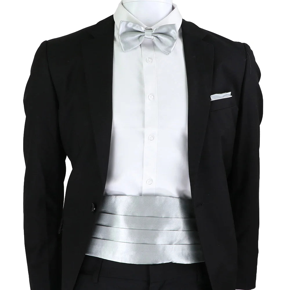 New Fashion Mens Cummerbund Bow Tie Brooch Set Black Red Blue   Waist Seal For Formal Tuxedo Business Suit Dinner Accessories